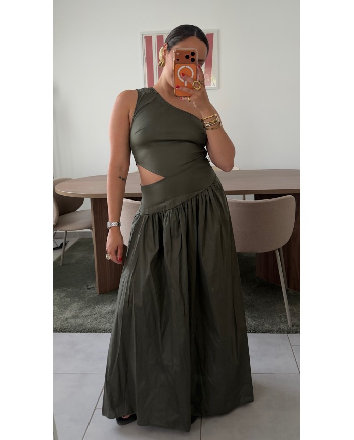 ROBE ASYMÉTRIQUE KAKI