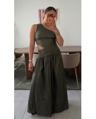 ROBE ASYMÉTRIQUE KAKI