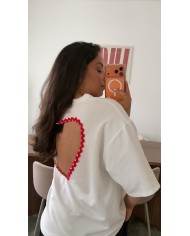 T-SHIRT COEUR BLANC