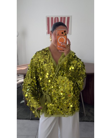 KIMONO SEQUINS VERT