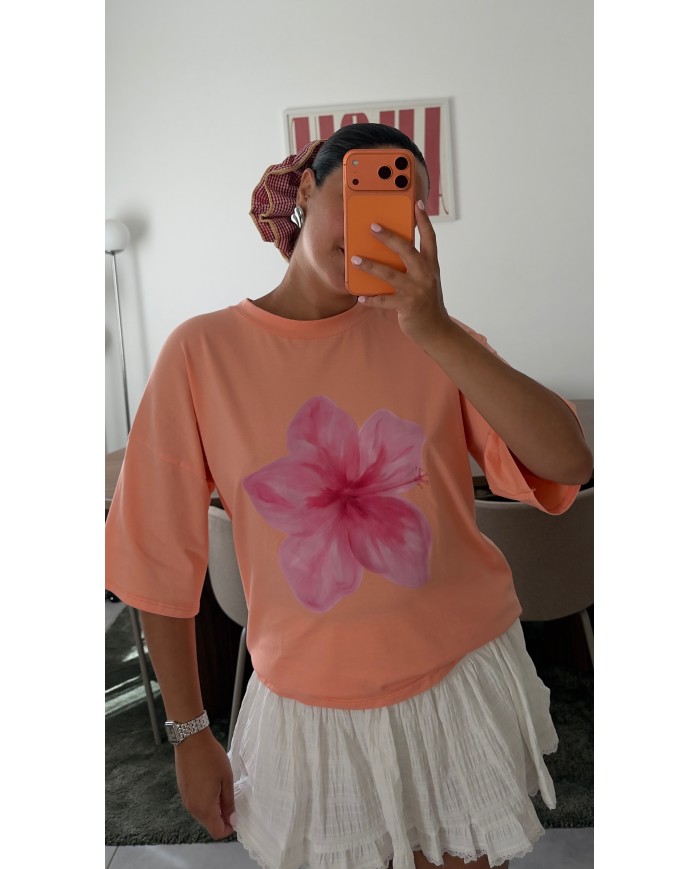 T-SHIRT HIBISCUS CORAIL