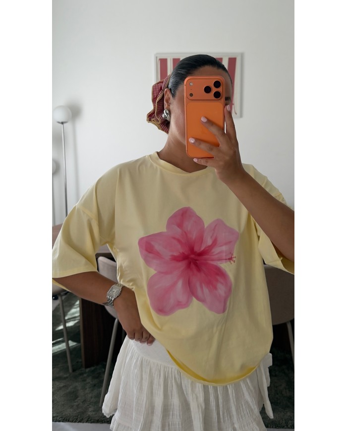 T-SHIRT HIBISCUS JAUNE