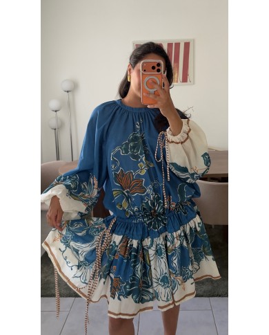 ROBE BLEU FLEURIE