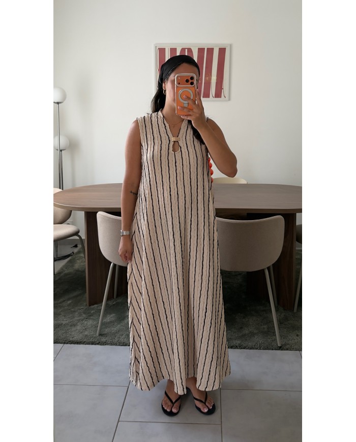 ROBE RAYÉE CAMEL