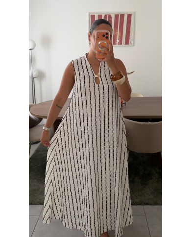 ROBE RAYÉE BLANC