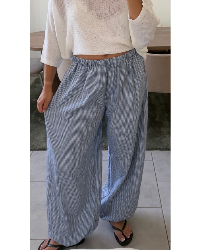 PANTALON VICHY BLEU