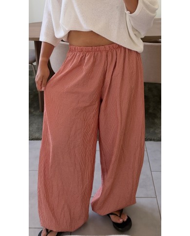 PANTALON VICHY BRIQUE