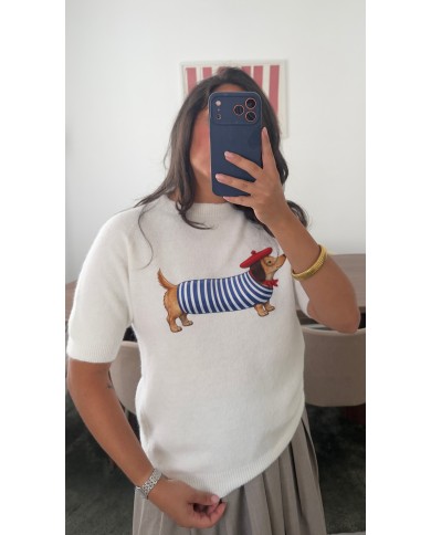 PULL TECKEL BLANC
