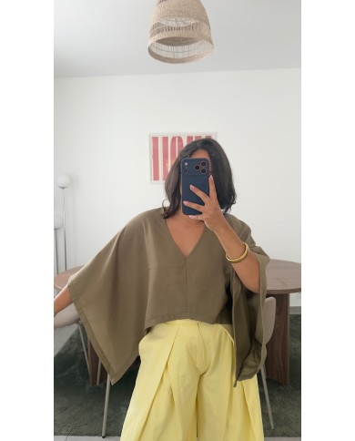 TOP PONCHO KAKI