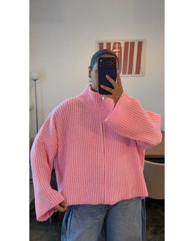GILET ROSE ZIPPÉ