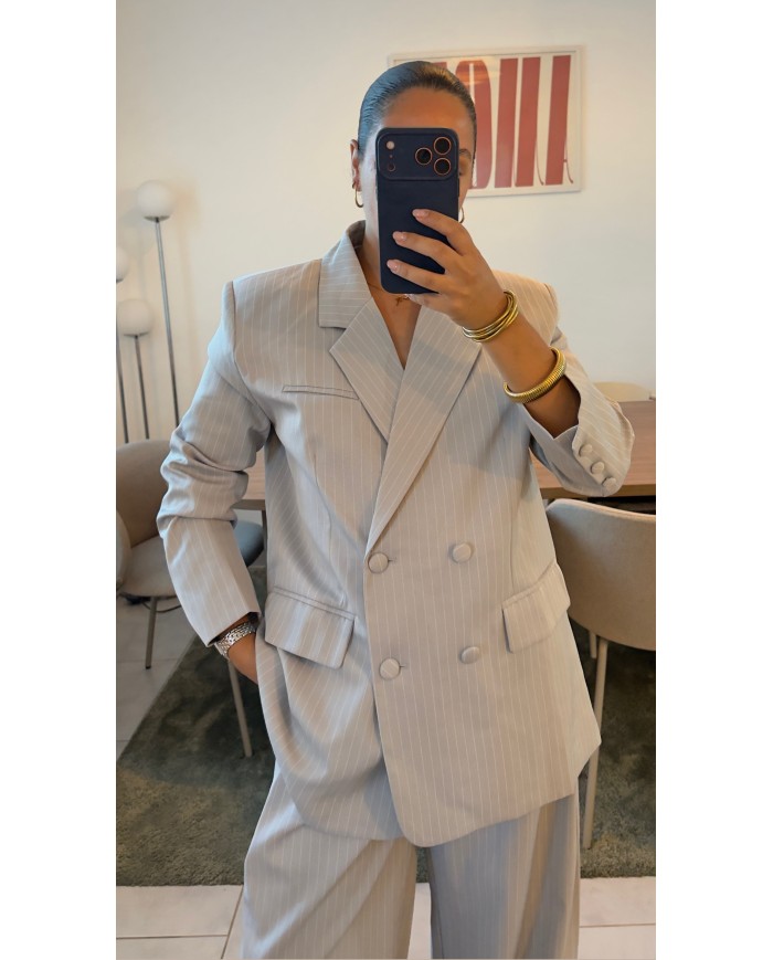 BLAZER GRIS RAYÉ