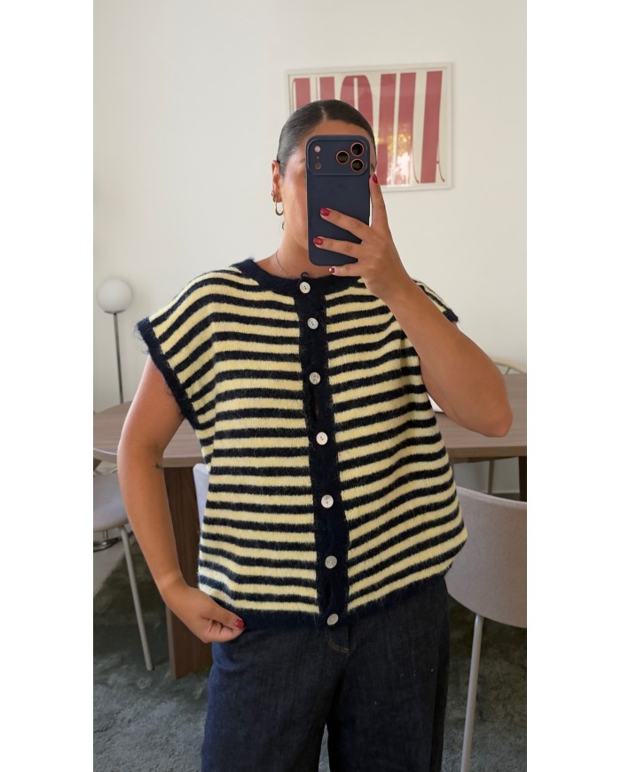 GILET MARIN RAYÉ