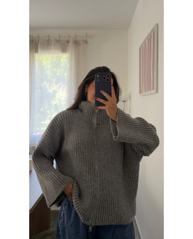 GILET GRIS ZIPPÉ