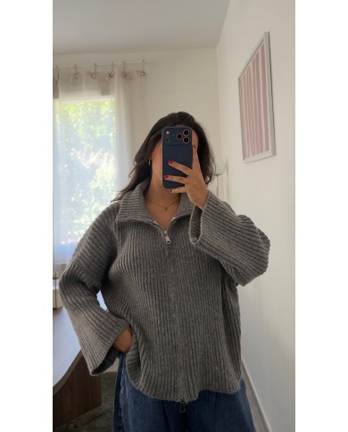 GILET GRIS ZIPPÉ