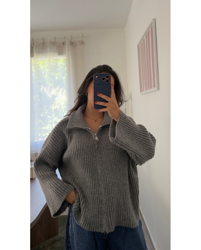 GILET GRIS ZIPPÉ