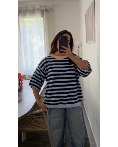 PULL RAYÉ MARINE