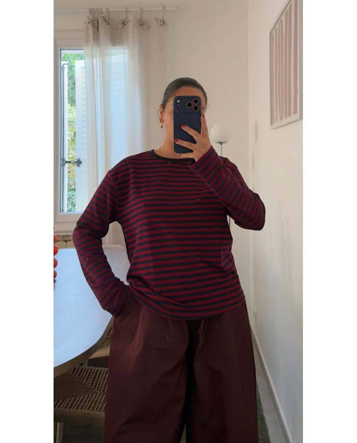 T-SHIRT RAYÉ BORDEAUX