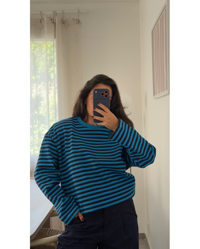 PULL RAYÉ BLEU