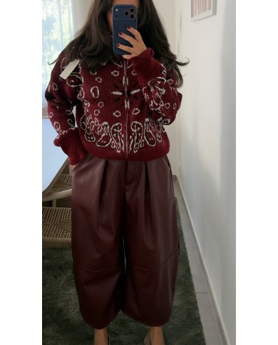 PANTALON SIMILI BORDEAUX