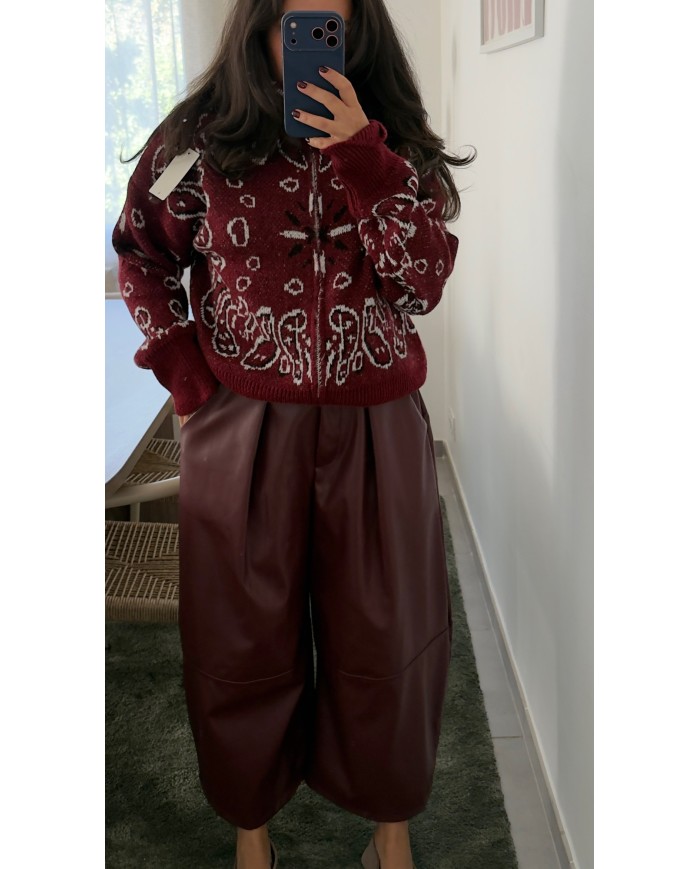 PANTALON SIMILI BORDEAUX