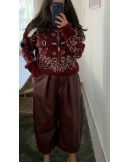 PANTALON SIMILI BORDEAUX
