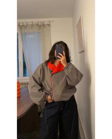 VESTE CARREAUX CHOCO