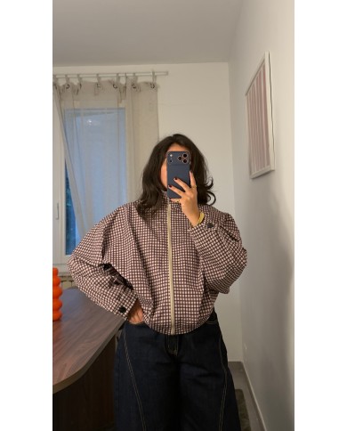 VESTE CARREAUX VIOLET