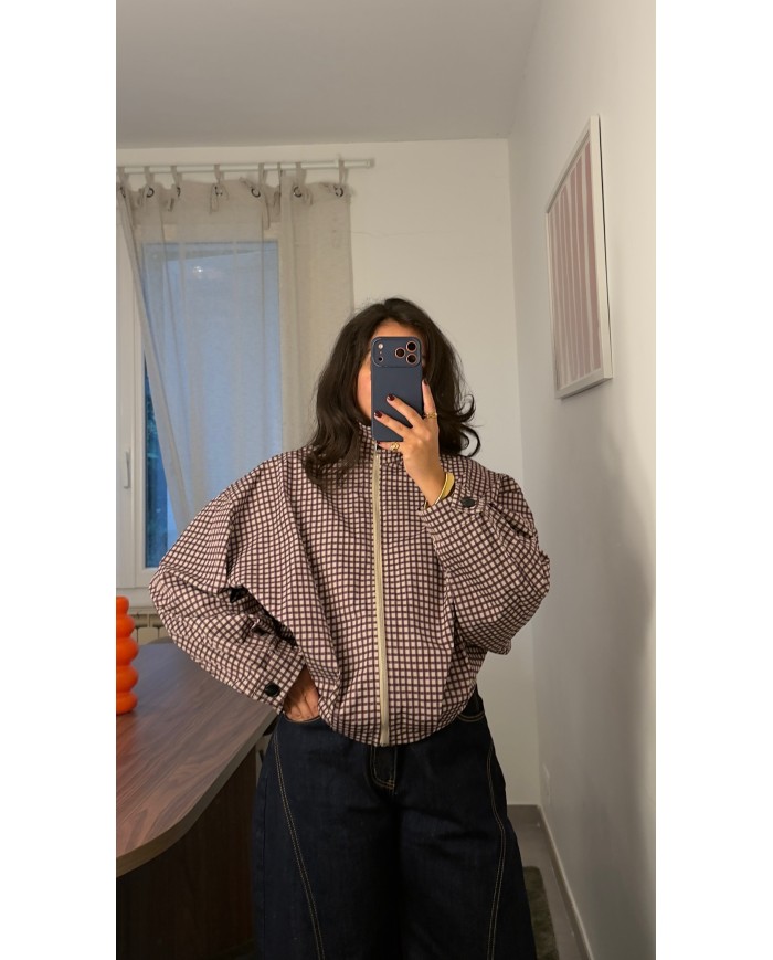 VESTE CARREAUX VIOLET