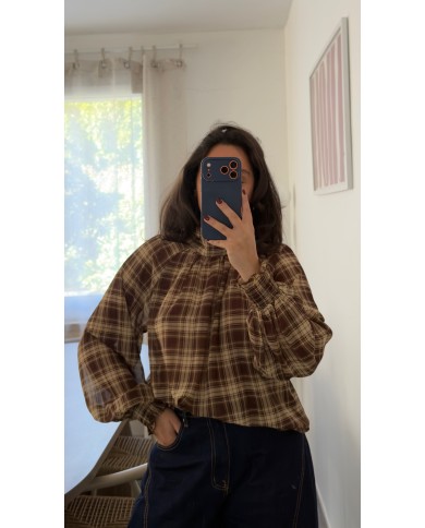 BLOUSE BOUFFANTE À CARREAUX