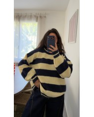 PULL RAYÉ BLEU/JAUNE