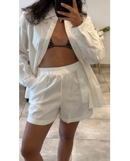 SHORT ENSEMBLE CHEMISE BLANC